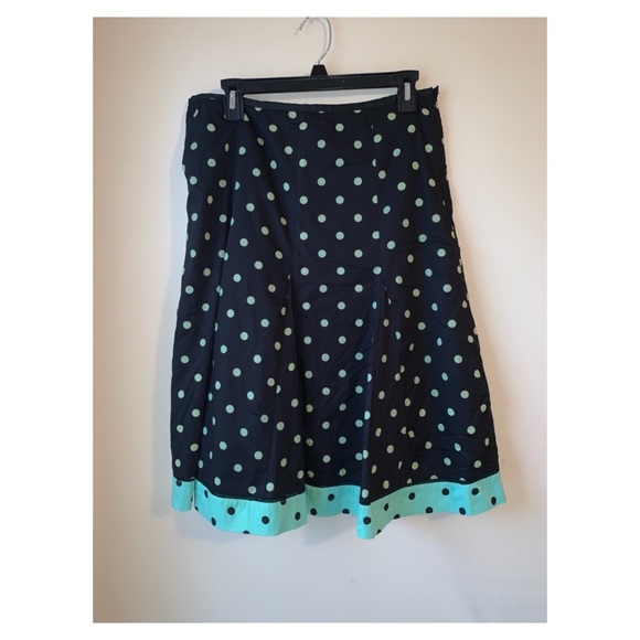 Polka dot midi skirt green and black pleated spring summer - Picture 1 of 6
